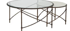 Havertys Noah Nesting Coffee Table Marble Clear and Brass New