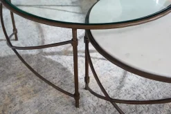 Havertys Noah Nesting Coffee Table Marble Clear and Brass New
