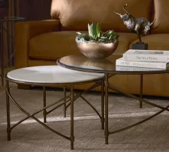 Havertys Noah Nesting Coffee Table Marble Clear and Brass New