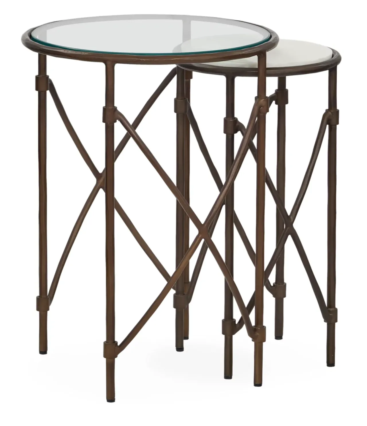 Havertys Noah Nesting Side Table Marble Clear and Brass New