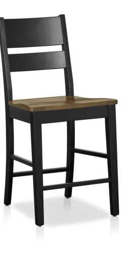 Havertys Parker Counter Stool Maple Leather-Onyx Hot