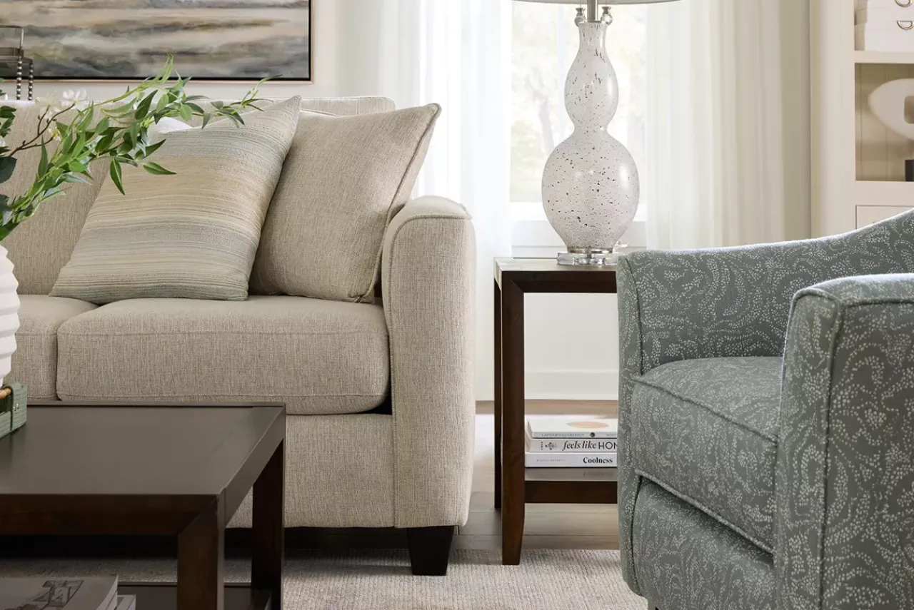 Havertys Quentin Chairside Table Classic Walnut Outlet