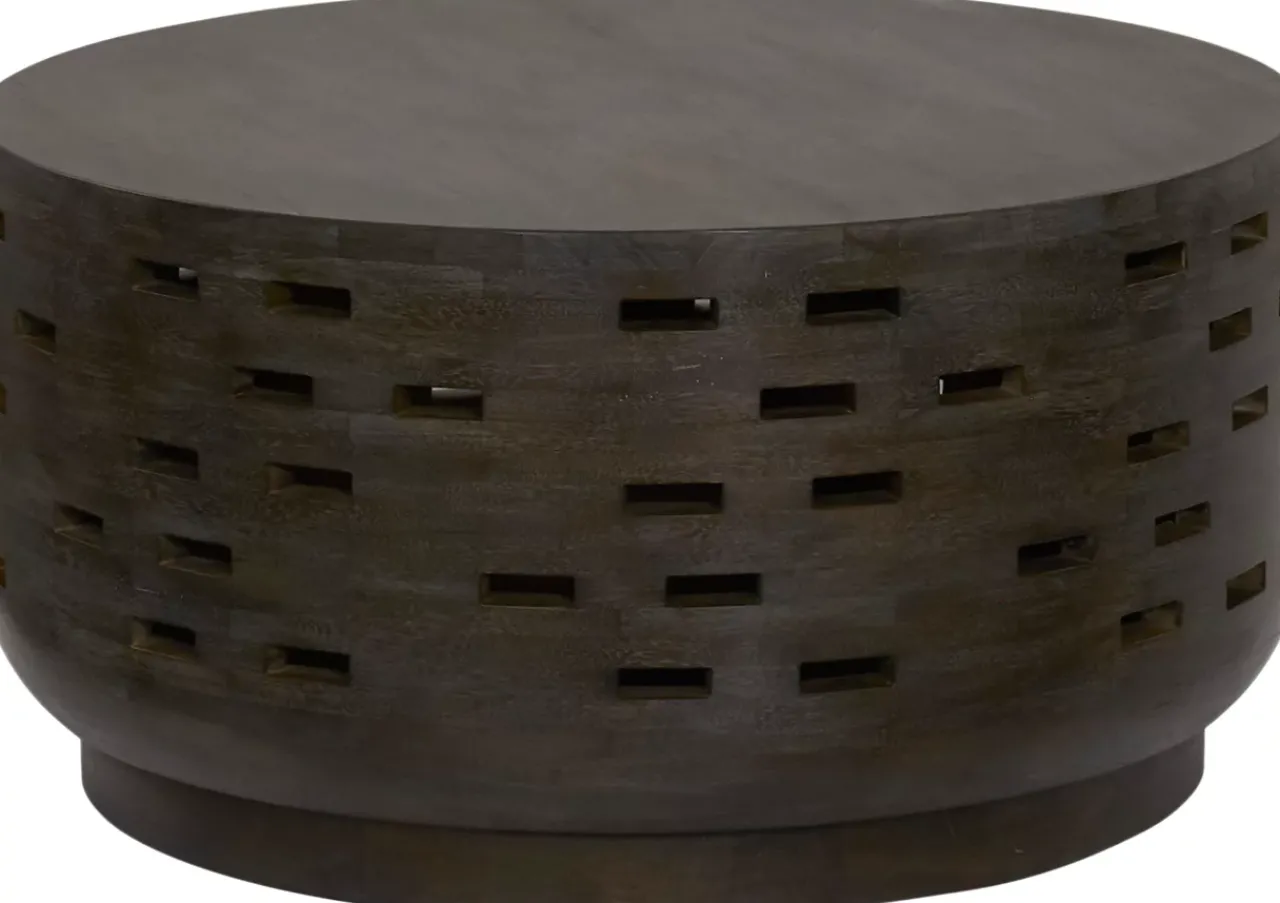 Havertys Roscoe Coffee Table Weathered Grey Outlet