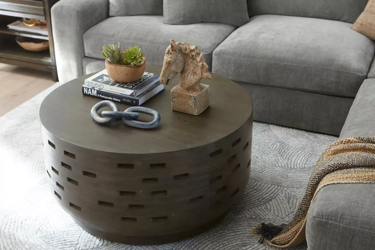 Havertys Roscoe Coffee Table Weathered Grey Outlet