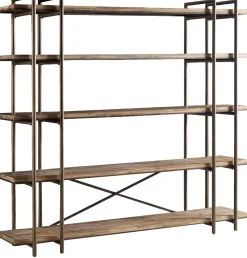 Havertys Stratford Bookcase Natural Wood Brass Sale